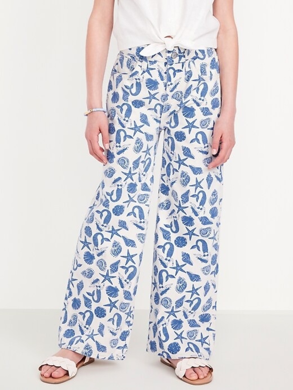 Old Navy NWT printed high-rise baggy wide leg jeans 12 mermaid